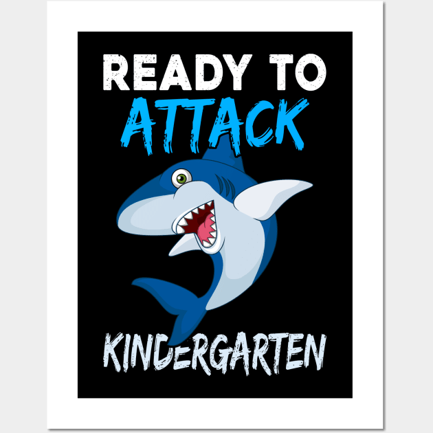 Shark Kids Ready To Attack Kindergarten Boys Back To School Wall Art by kateeleone97023